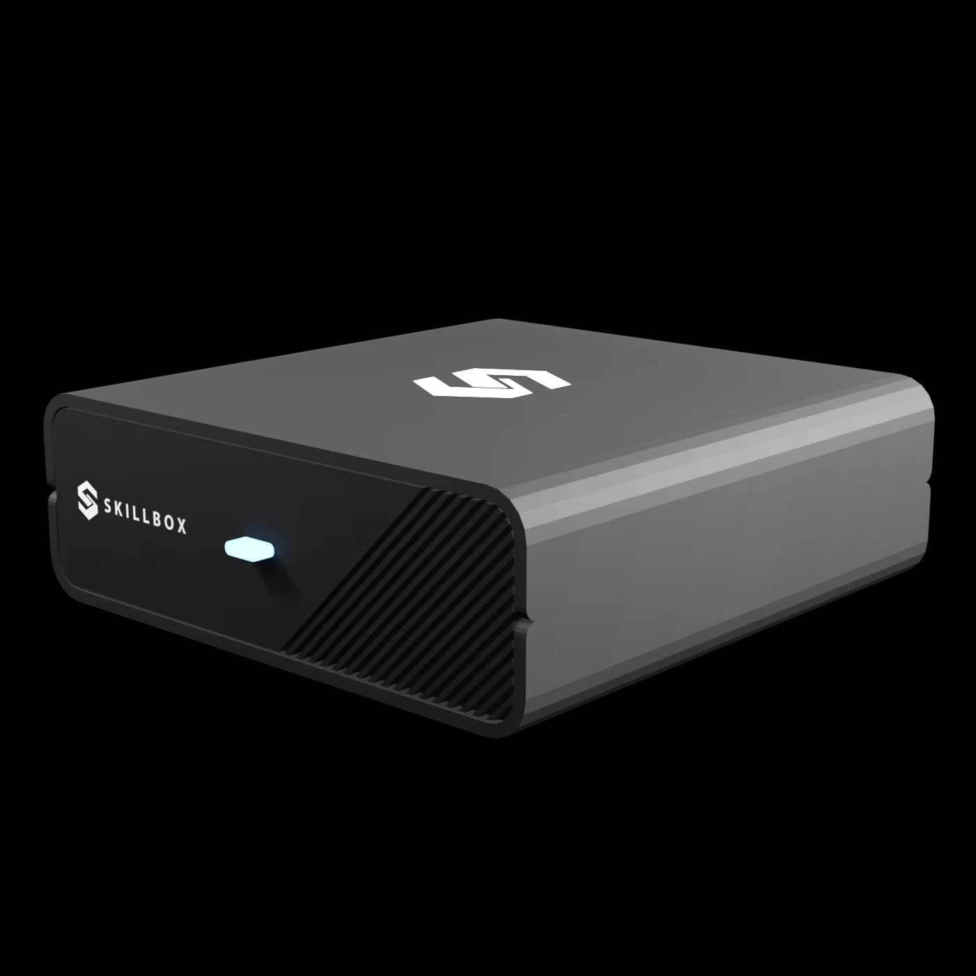 Il fronte del dispositivo Skillbox con griglia di areazione e spia luminosa.